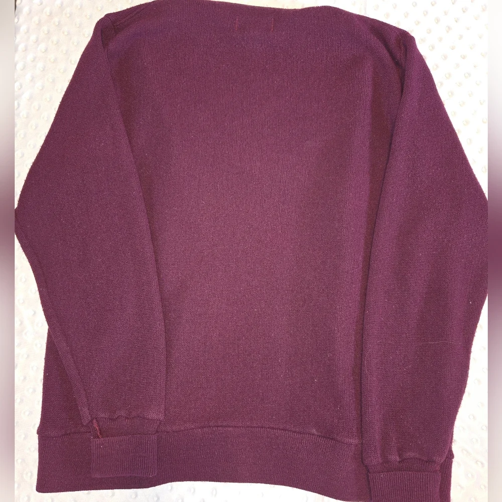IZOD Vintage Large Knit Burgundy Sweater 4 Button Folded Cuffs Harry Potter Vibe - Picture 2 of 6